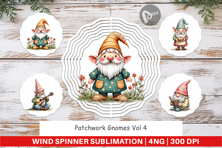 Patchwork Gnomes Wind Spinner