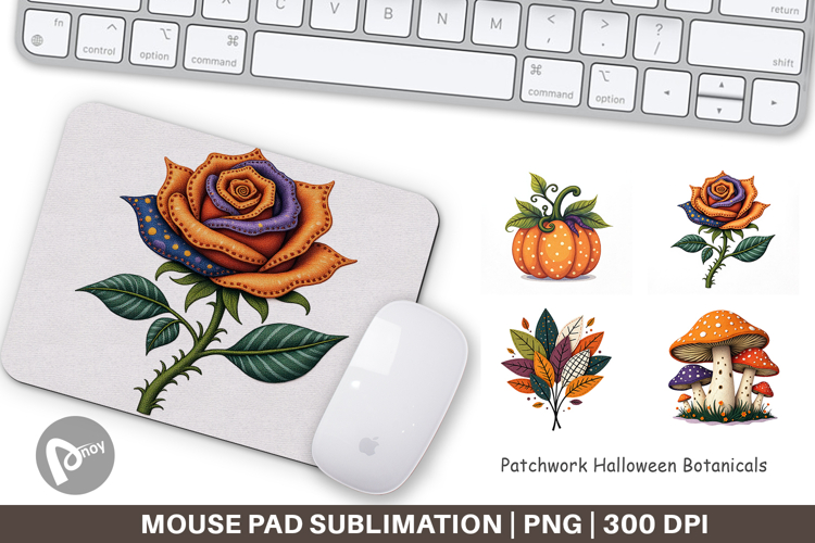Mouse Pad Patchwork Halloween Botanicals