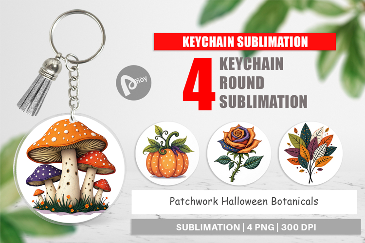 Keychain Patchwork Halloween Botanicals