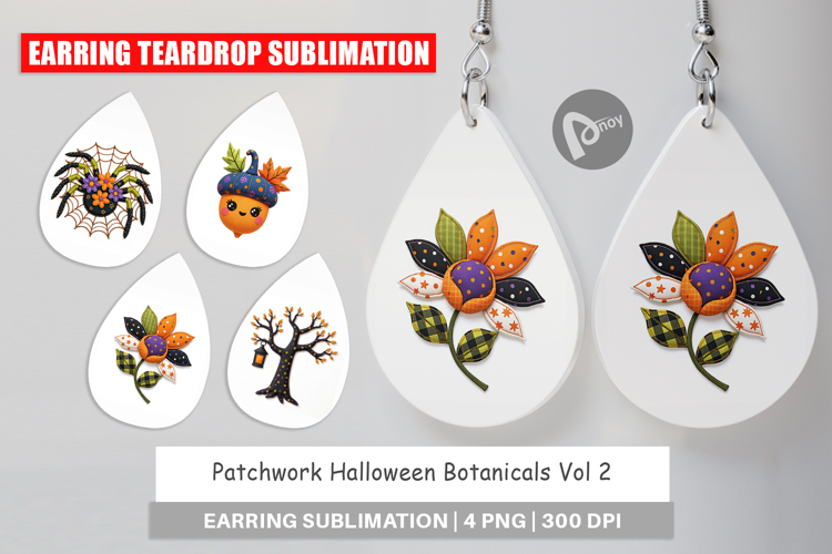 Earring Patchwork Halloween Botanicals