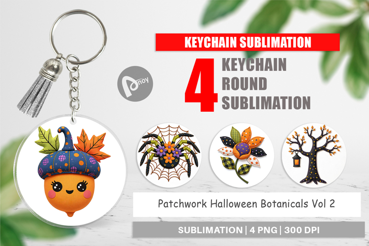 Keychain Patchwork Halloween Botanicals