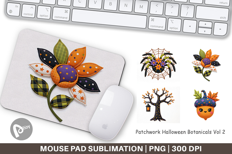 Mouse Pad Patchwork Halloween Botanicals