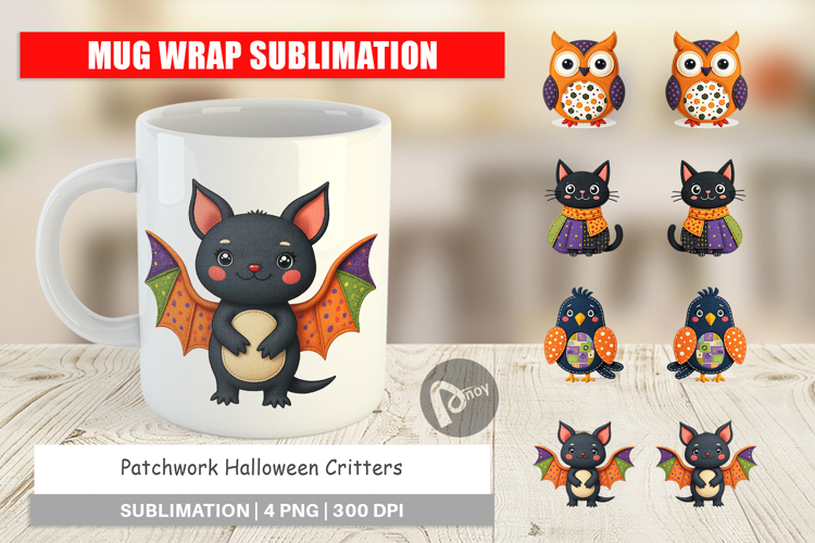 Mug Wrap Patchwork Halloween Critters