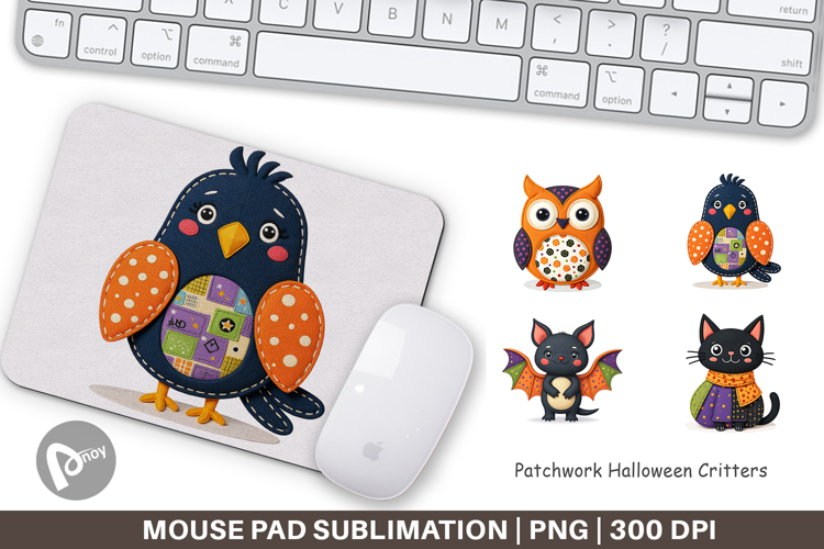 Mouse Pad Patchwork Halloween Critters