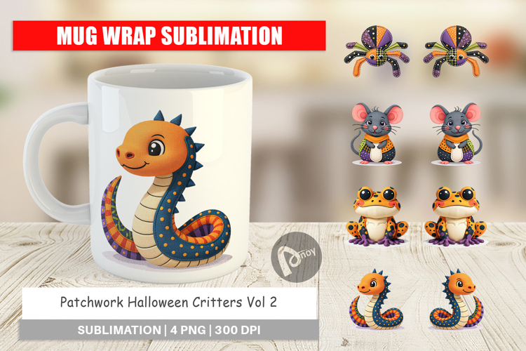 Mug Wrap Patchwork Halloween Critters
