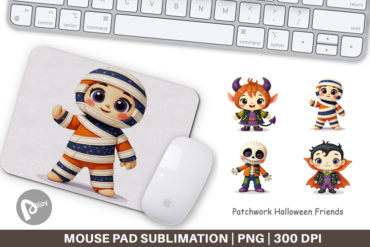 Mouse Pad Patchwork Halloween Friends