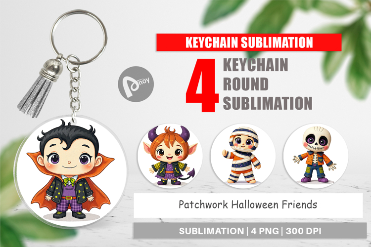 Keychain Patchwork Halloween Friends
