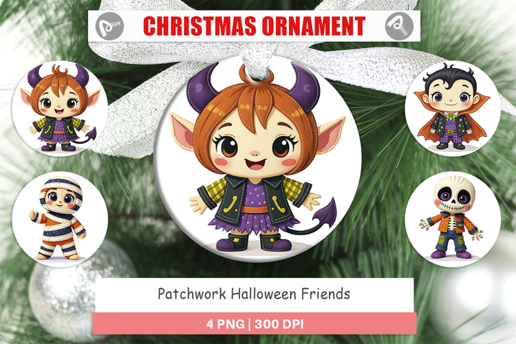 Ornament Patchwork Halloween Friends