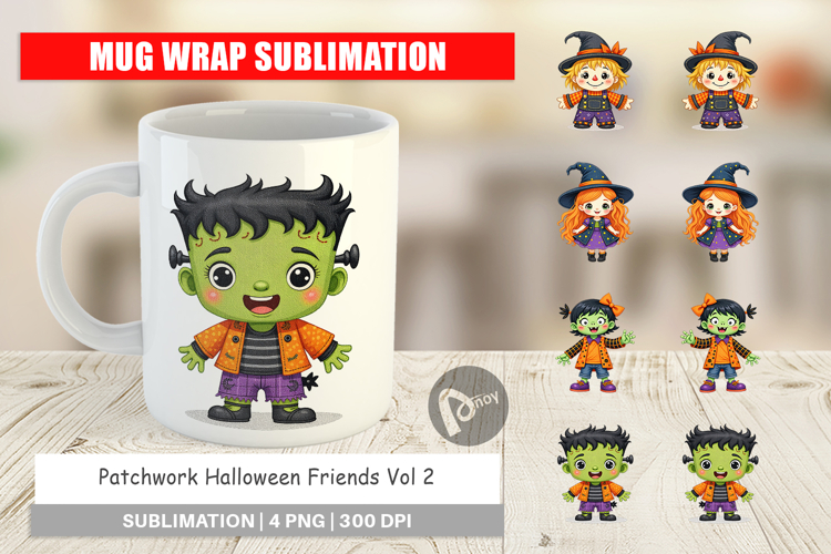 Mug Wrap Patchwork Halloween Friends