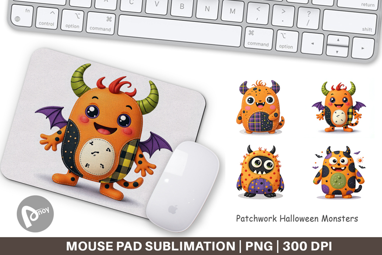 Mouse Pad Patchwork Halloween Monsters
