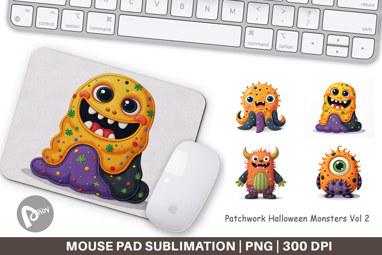 Mouse Pad Patchwork Halloween Monsters