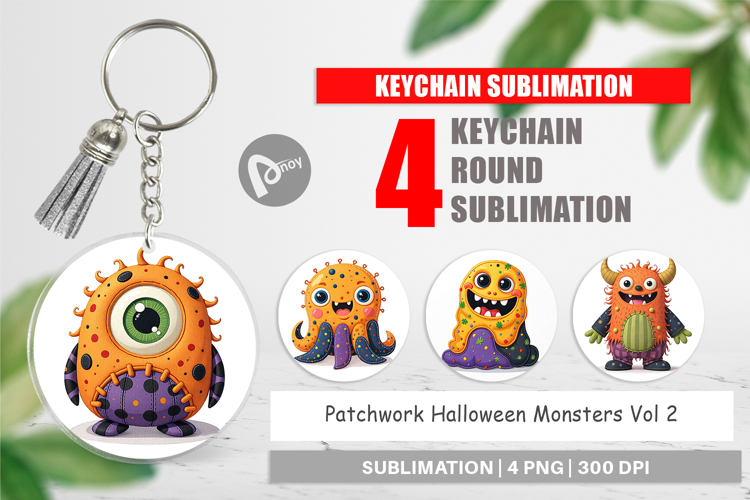 Keychain Patchwork Halloween Monsters