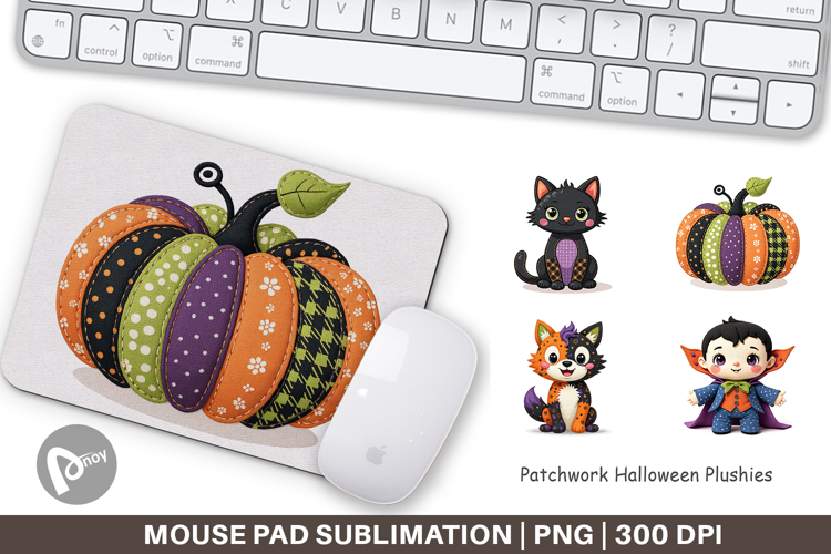 Mouse Pad Patchwork Halloween Plushies