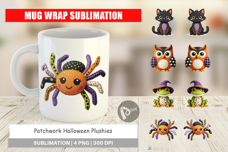 Mug Wrap Patchwork Halloween Plushies