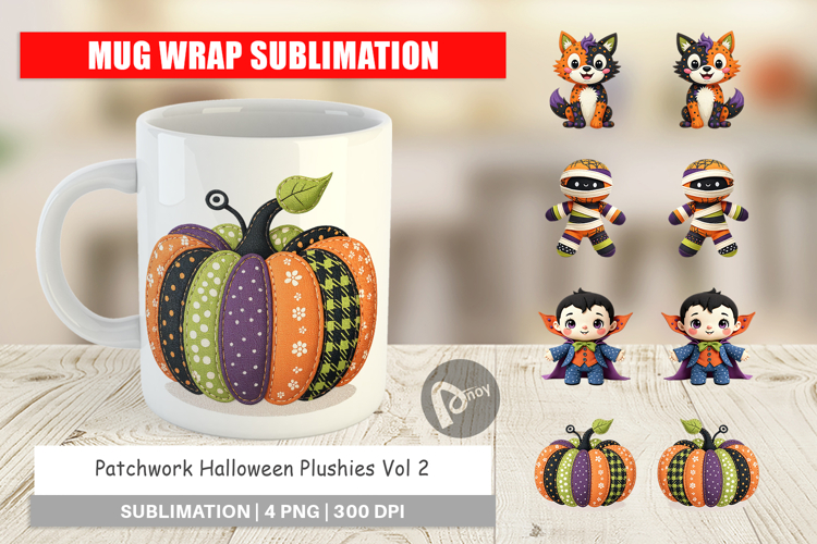 Mug Wrap Patchwork Halloween Plushies