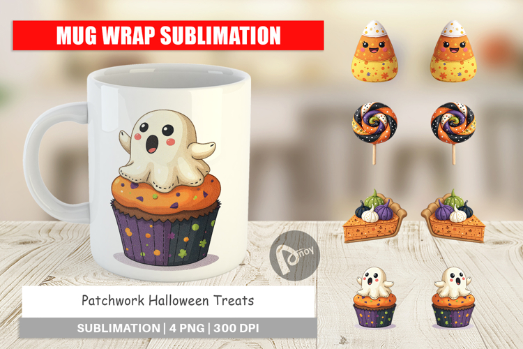 Mug Wrap Patchwork Halloween Treats