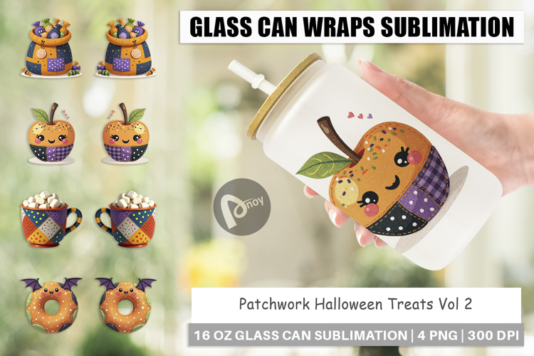 Glass Can Patchwork Halloween Treats