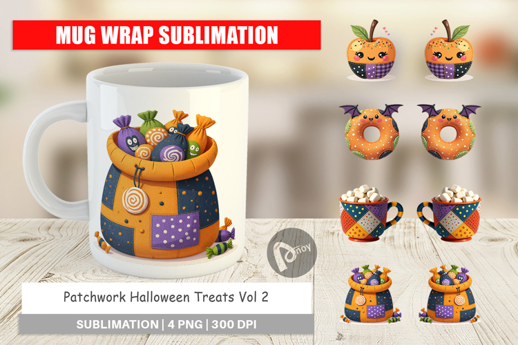 Mug Wrap Patchwork Halloween Treats