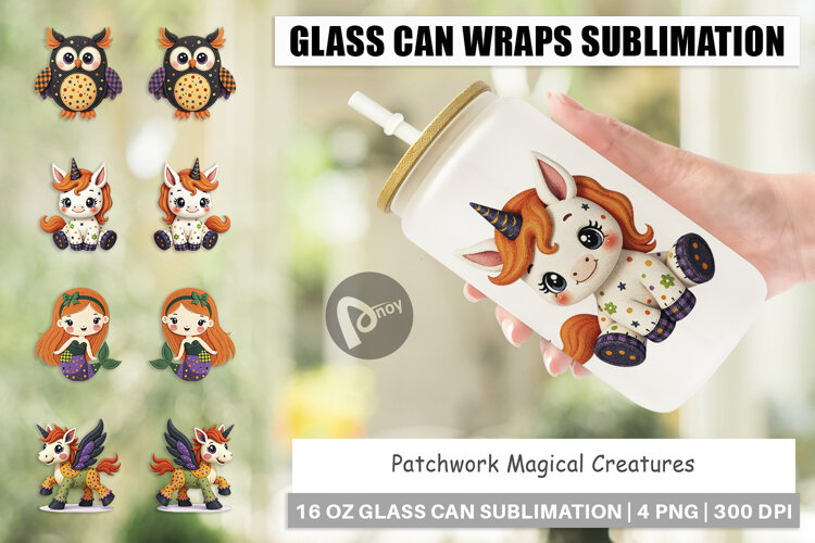 Glass Can Patchwork Magical Creatures example image 1