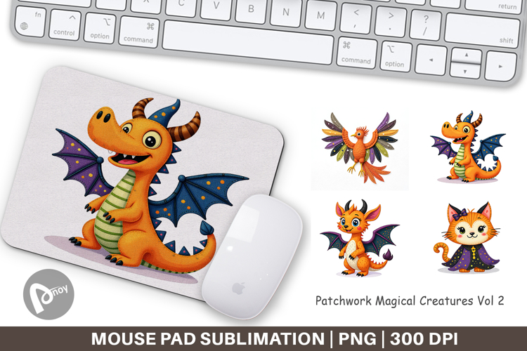 Mouse Pad Patchwork Magical Creatures