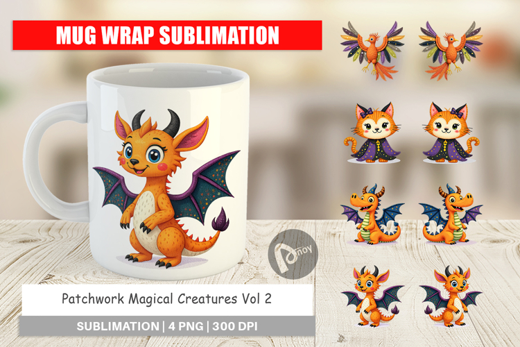 Mug Wrap Patchwork Magical Creatures