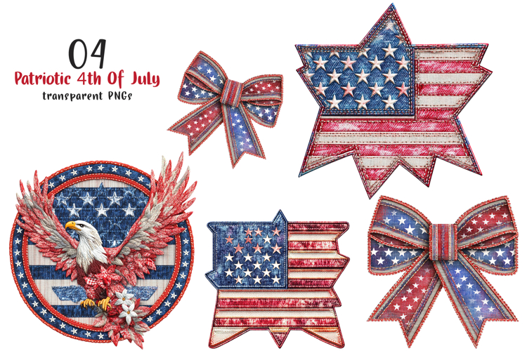 Patchwork Patriotic 4th Of July Clipart example image 1
