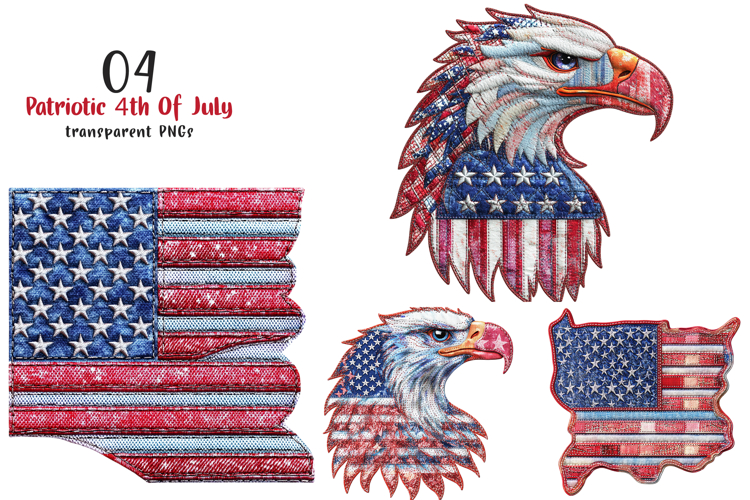 Patchwork Patriotic 4th Of July Clipart example image 1