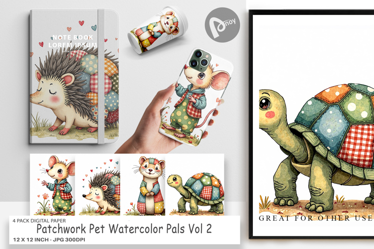 Patchwork Pet Pals Digital Paper