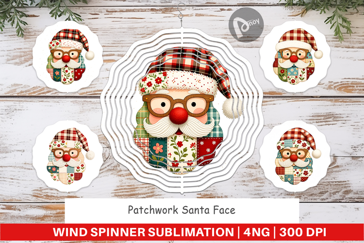 Patchwork Santa Wind Spinner