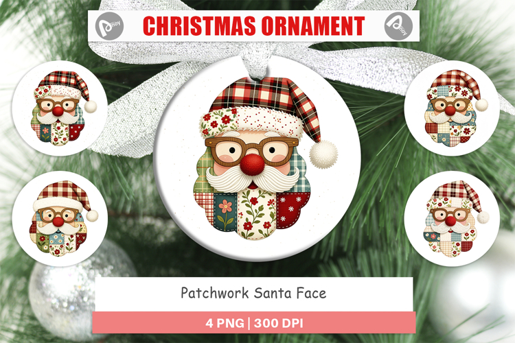 Patchwork Santa Ornament