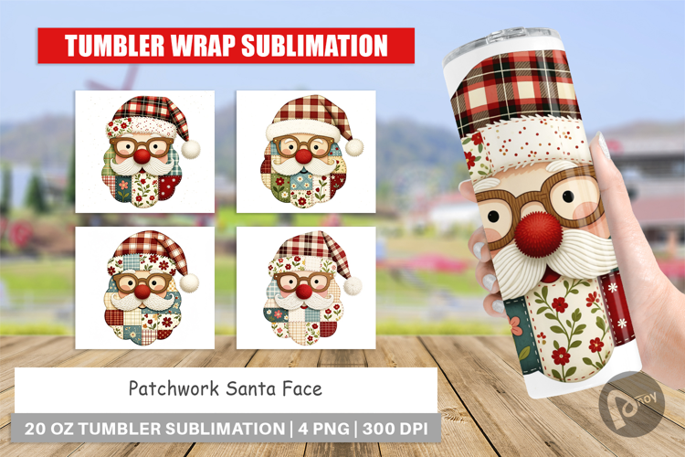 Patchwork Santa Tumbler