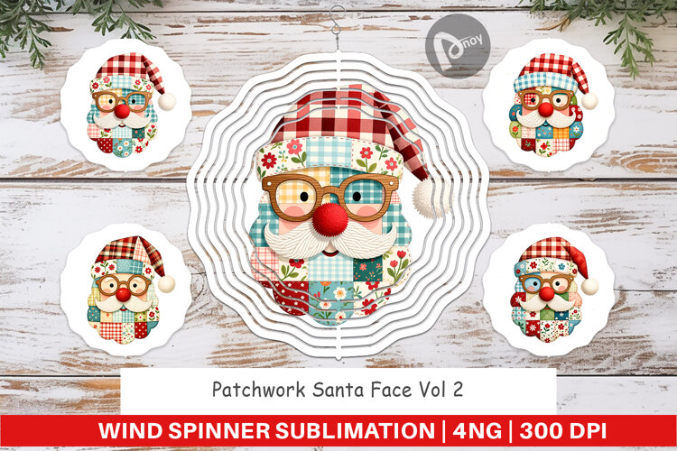 Patchwork Santa Wind Spinner example image 1