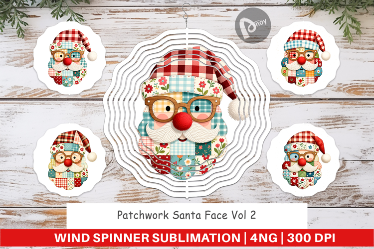 Patchwork Santa Wind Spinner