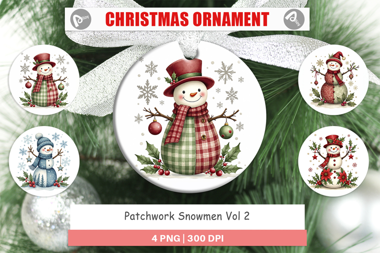 Patchwork Snowmen Ornament
