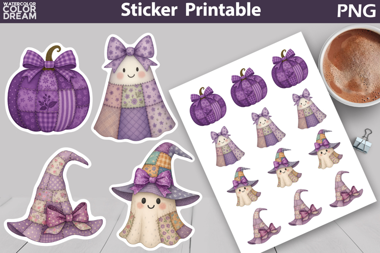 Patchwork Halloween Sticker | Cute Ghost Spooky Sticker