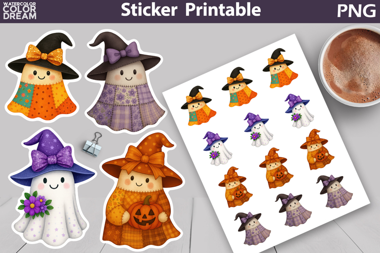 Patchwork Halloween Sticker | Cute Ghost Spooky Sticker