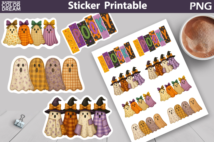 Patchwork Halloween Sticker | Cute Ghost Spooky Sticker