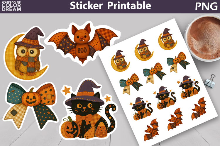 Patchwork Halloween Sticker | Cute Spooky Sticker