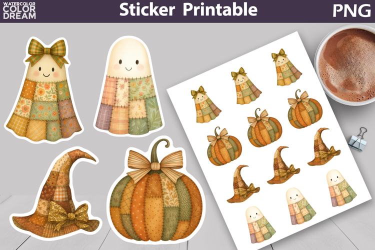 Patchwork Halloween Sticker | Cute Ghost Spooky Sticker