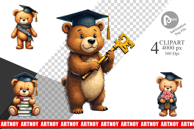 Patchwork Teddy Bear Grad Clipart