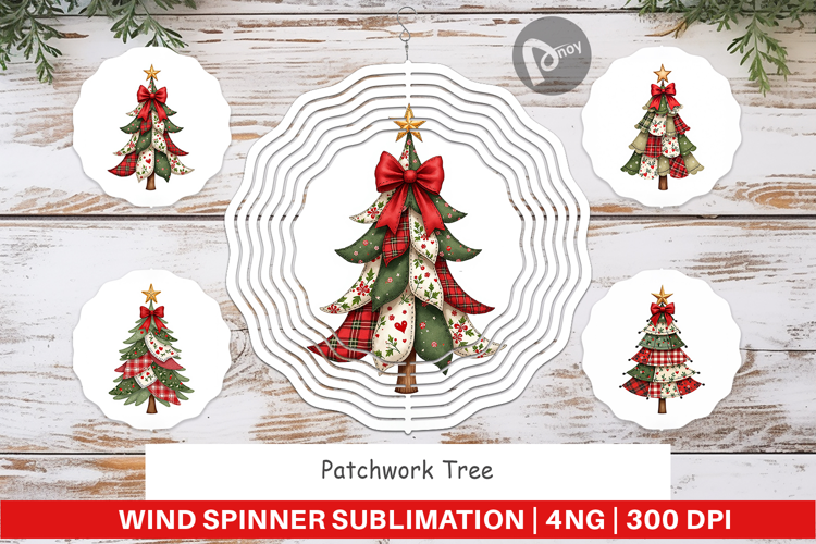 Patchwork Tree Wind Spinner