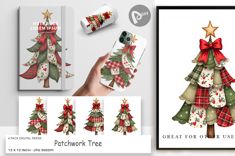 Patchwork Tree Digital Paper