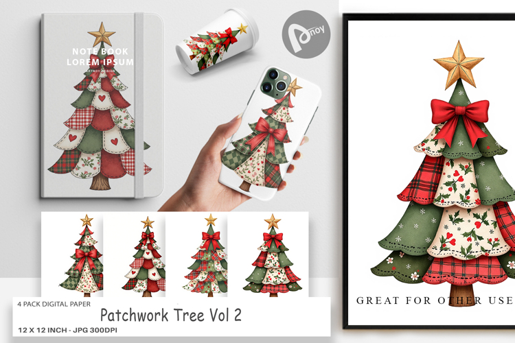 Patchwork Tree Digital Paper