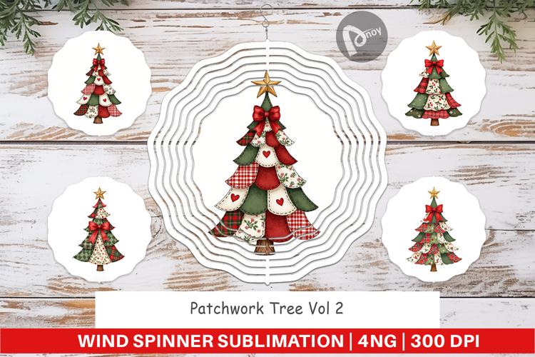 Patchwork Tree Wind Spinner