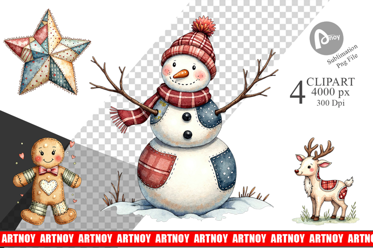 Patchwork Christmas Clipart