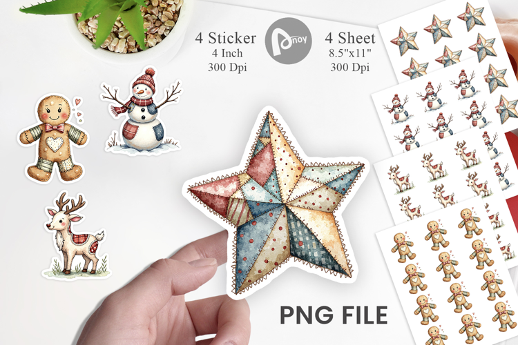 Patchwork Christmas Sticker