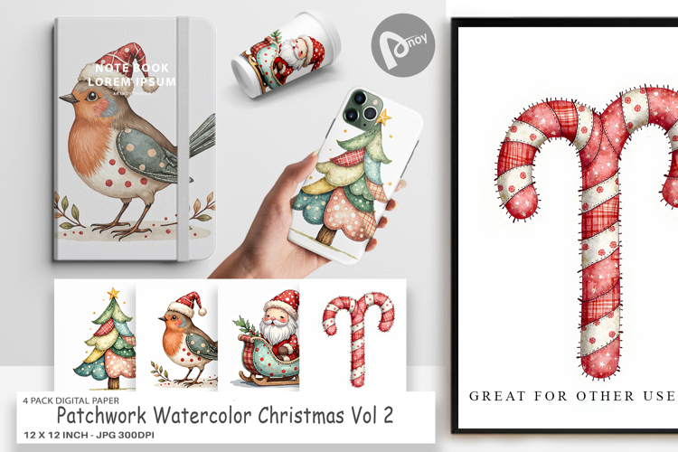 Patchwork Christmas Digital Paper