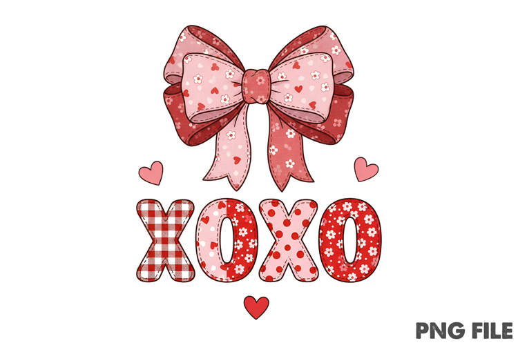 Patchwork XOXO Valentine PNG