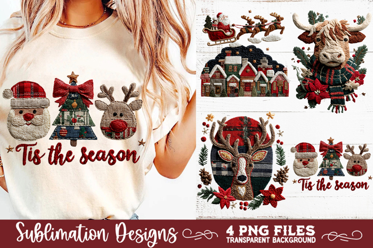 Preppy Rustic Christmas Patchwork Sublimation Designs