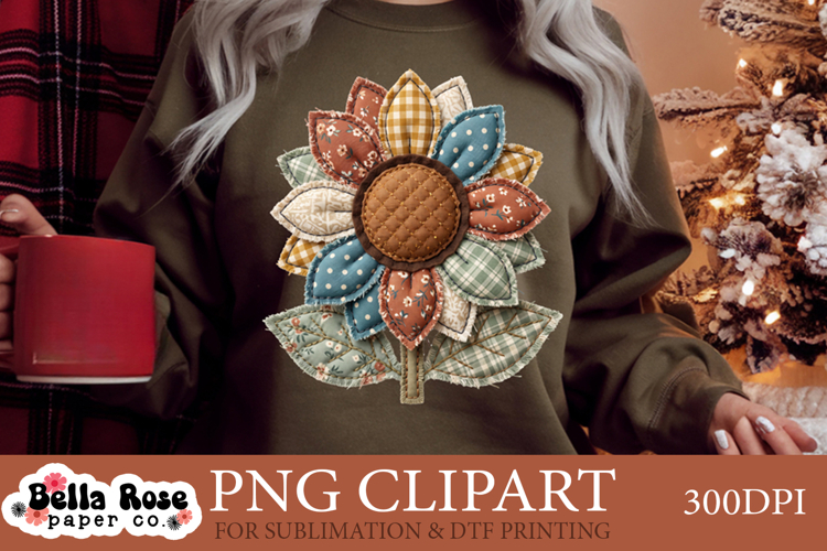 Quilted Sunflower | Patchwork | PNG Clipart